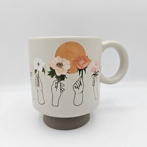 Kolor Me Koby World Market Oasis Gray & Blush Hands Coffee Mug Cup Pedestal